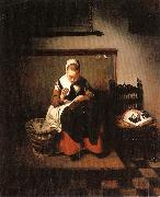 MAES, Nicolaes A Young Woman Sewing Spain oil painting artist